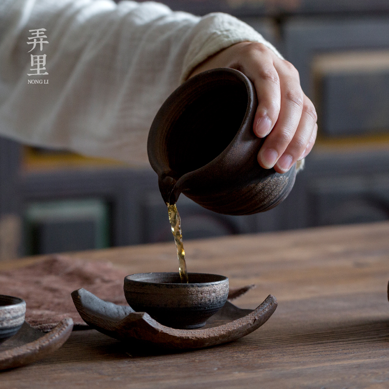 Fair and coarse pottery cup firewood retro kung fu tea set Japanese points tea checking ceramic antique male cup