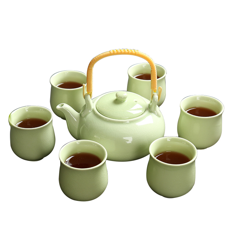 Zhuo royal elder brother up with Japanese kung fu tea set girder pot a pot of six large teapot teacup dehua ceramic glasses