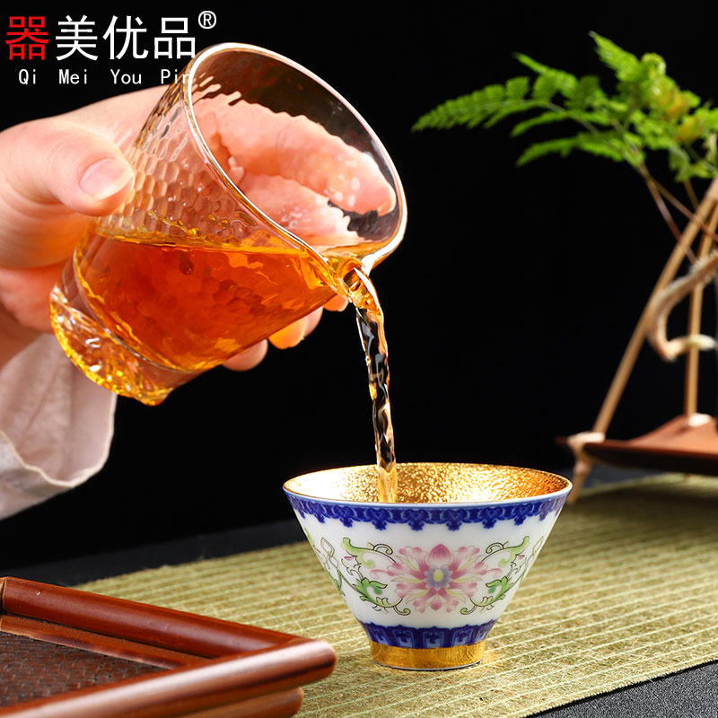 Implement the optimal product jingdezhen porcelain cups gold hat cup ceramic paint master kung fu tea cup single CPU