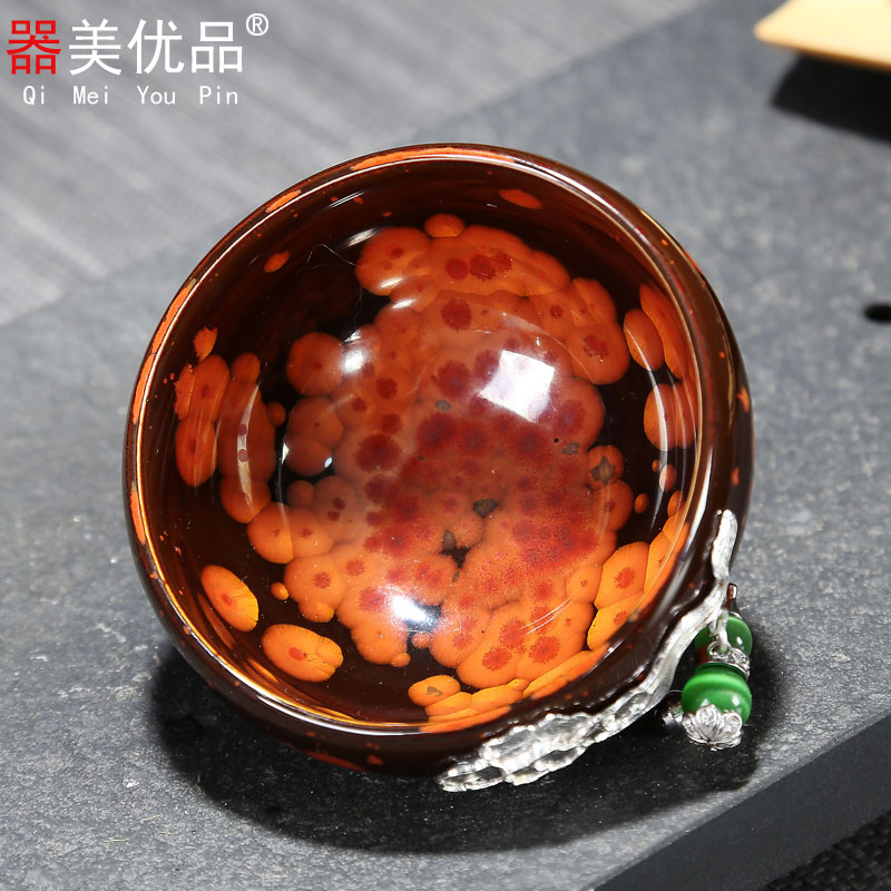 Implement the optimal product silver fire phoenix pure manual build light tea bowl kung fu masters cup sample tea cup ceramic cups