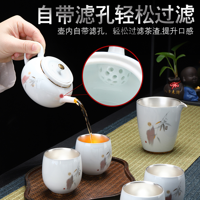 Implement the optimal product see colour tureen kung fu tea set the teapot jingdezhen enamel coppering. As silver tureen tea cups