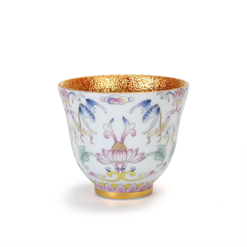 Implement the optimal product colored enamel master of jingdezhen ceramic gold kung fu tea cups household single cup sample tea cup by hand