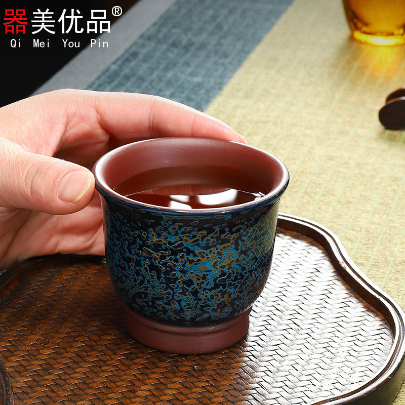 Implement the superior lacquer violet arenaceous kung fu tea tea pure manual big personal single glass ceramic household sample tea cup