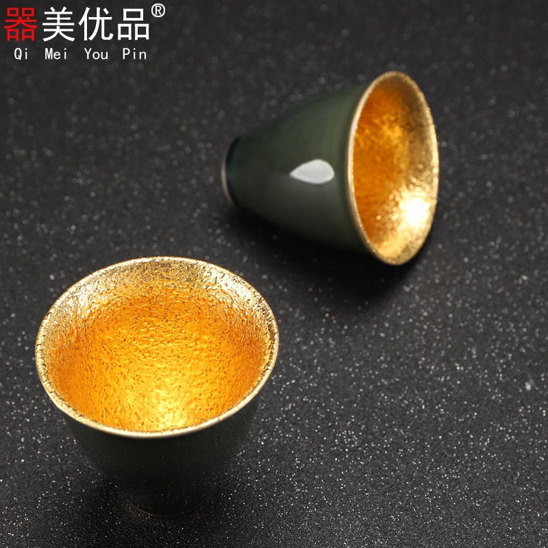 Implement the best tea cup 999 sterling silver, with gold and silver ceramic sample tea cup home gold tea master cup single CPU