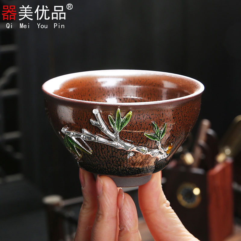 Implement the superior tea up, ceramic cups built one pure manual household single CPU porcelain bowl sample tea cup cup