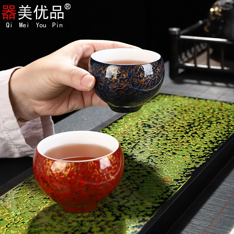 Implement the superior natural lacquer tea zen kung fu tea cup of pure manual Chinese lacquer porcelain cup single cup Chinese master