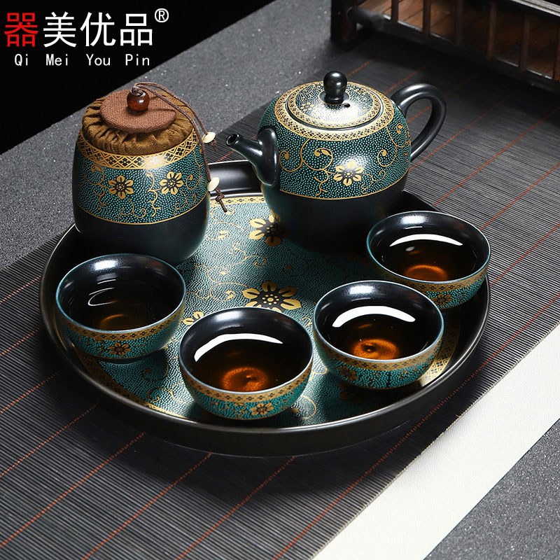 Beauty apparatus is superior travel tea set a pot of four cups of tea canister portable is suing ceramic dry terms plate of the office