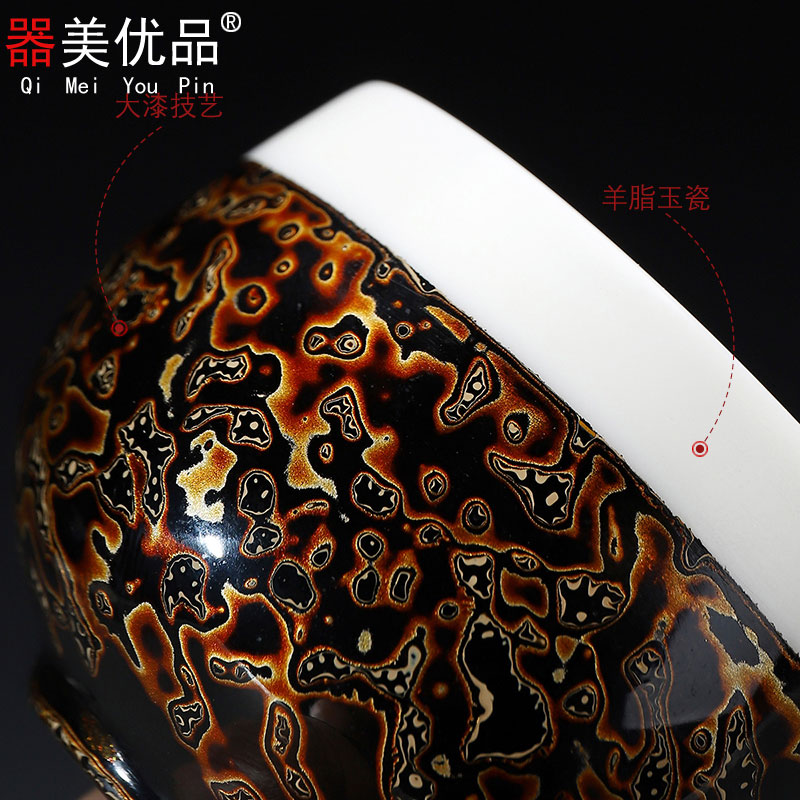 Implement the superior lacquer checking suet jade is on Chinese lacquer ceramic cups white porcelain kung fu master cup cup