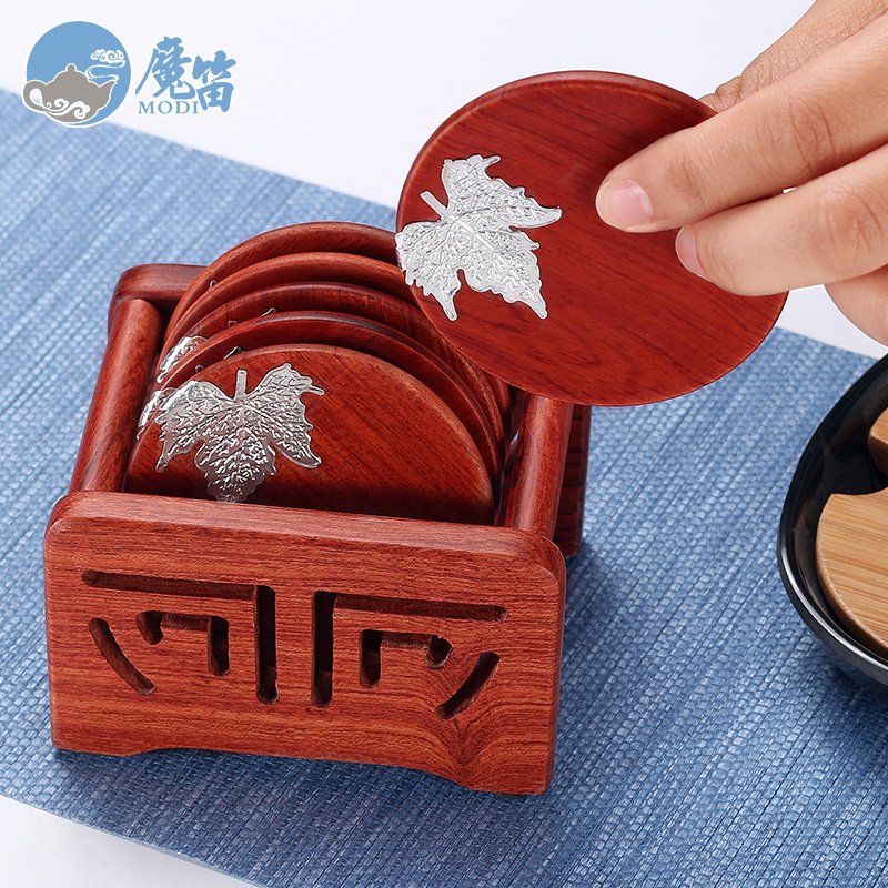 The flute ebony wood tea cup mat cup mat tea kung fu tea saucer insulation creative tea accessories