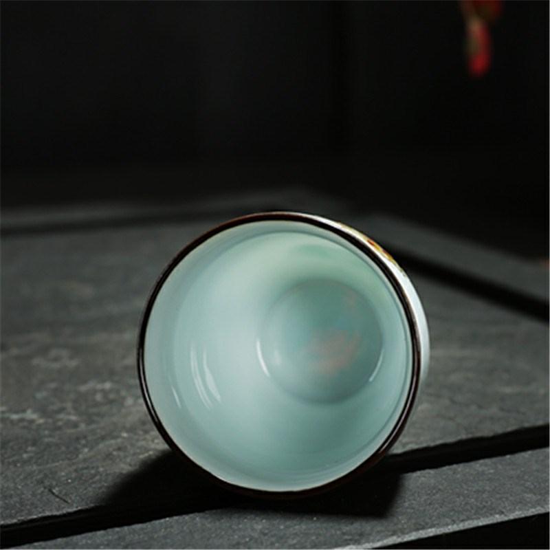 Under the glaze color hand - made single CPU 2 two ceramic wine cup cup household creative beer glass in the traditional Chinese style