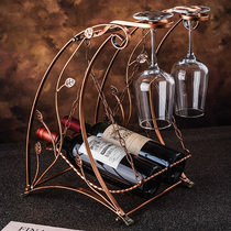 Red wine rack European wine shelf wine cabinet wine bottle display rack hanging upside down tall cup holder decorative ornaments wine rack