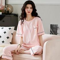 Modal pajamas womens two-piece summer thin short-sleeved Capri pants can wear summer Ladies Home suit