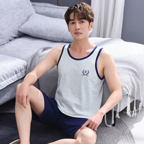 Modal Pajamas Men Summer Sports Sleeveless Vest Mens Outer Shorts Set Summer Thin Home Clothes
