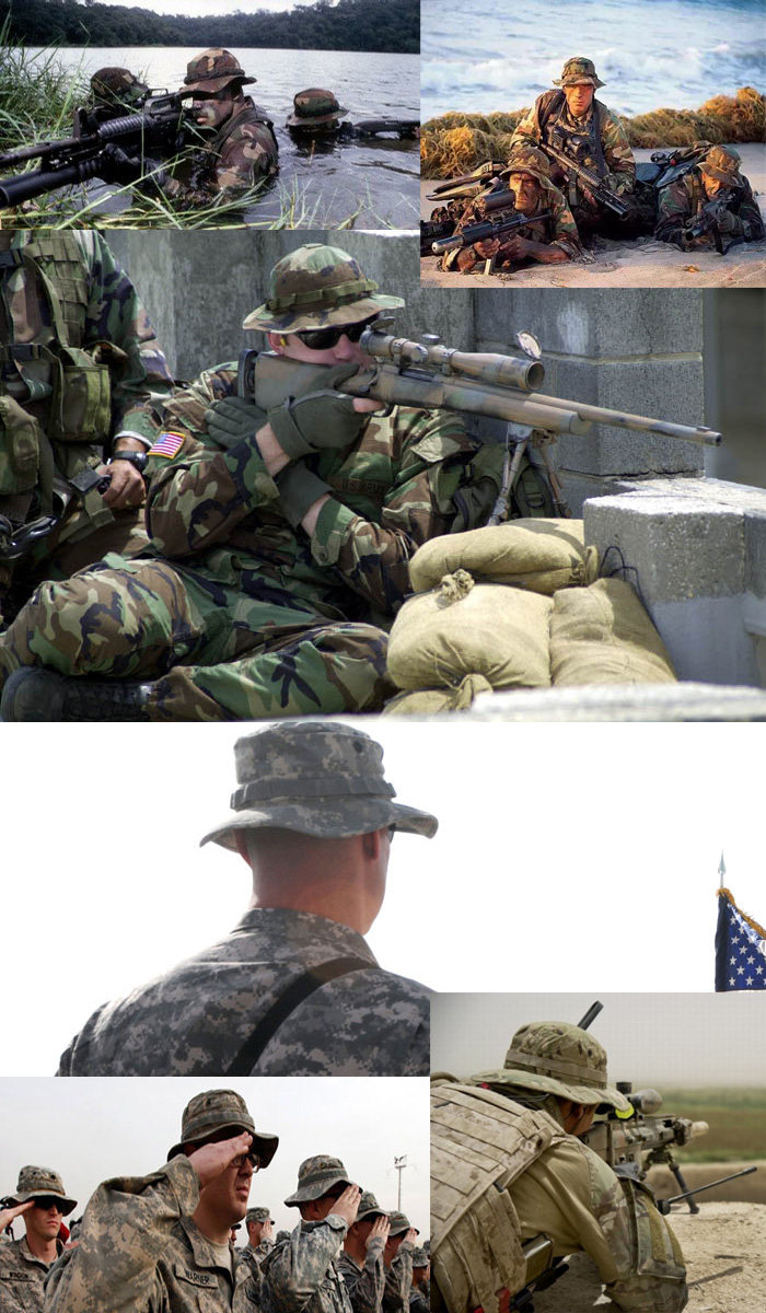 美国经典四色丛林迷彩奔尼帽圆边渔夫帽狩猎帽户外遮阳防晒