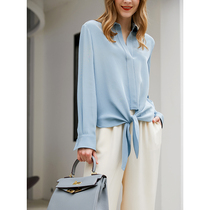 riz blue shirt female design sense niche professional heavy thick silk 40mm suit with cold wind shirt inside