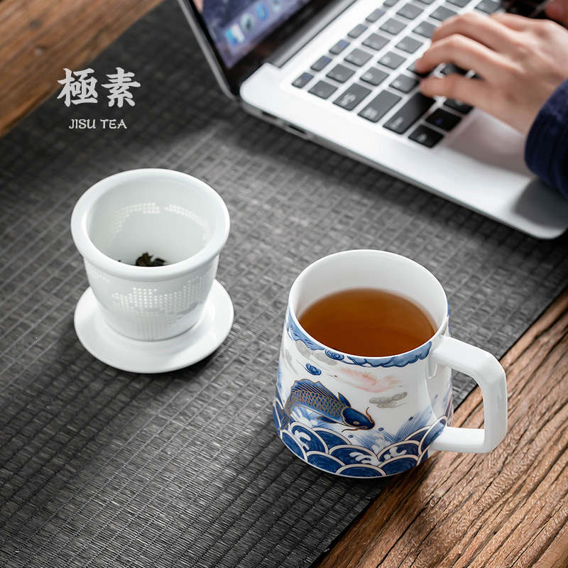 Dragon fish pole element | tea cup of ceramic tea cup tea tea separator office with cover filter cup