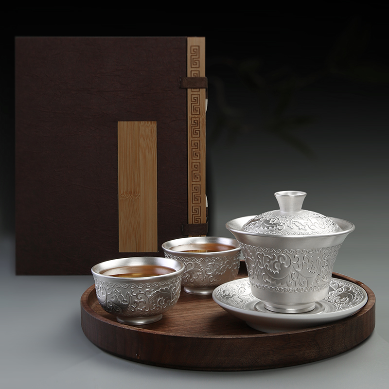 Ceramic coppering. As silver tureen sterling silver 999 kung fu tea set home three large single gift boxes to make tea bowl