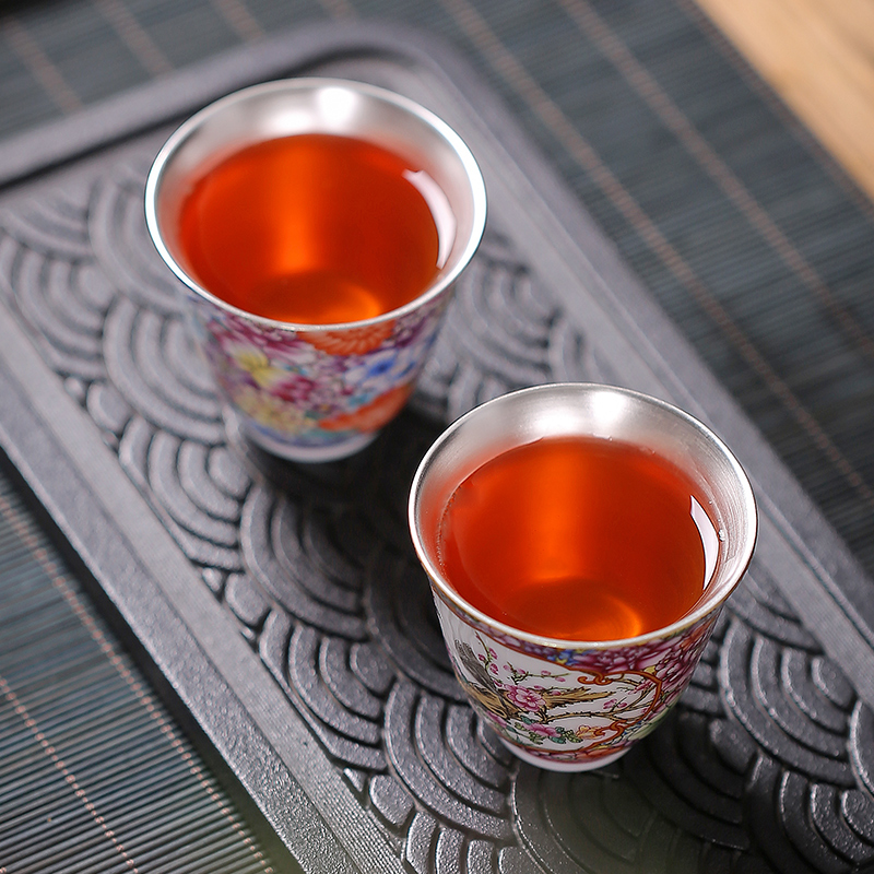 Silver cup sample tea cup master cup single cup large ceramic cups only from the pure manual small cup of tea