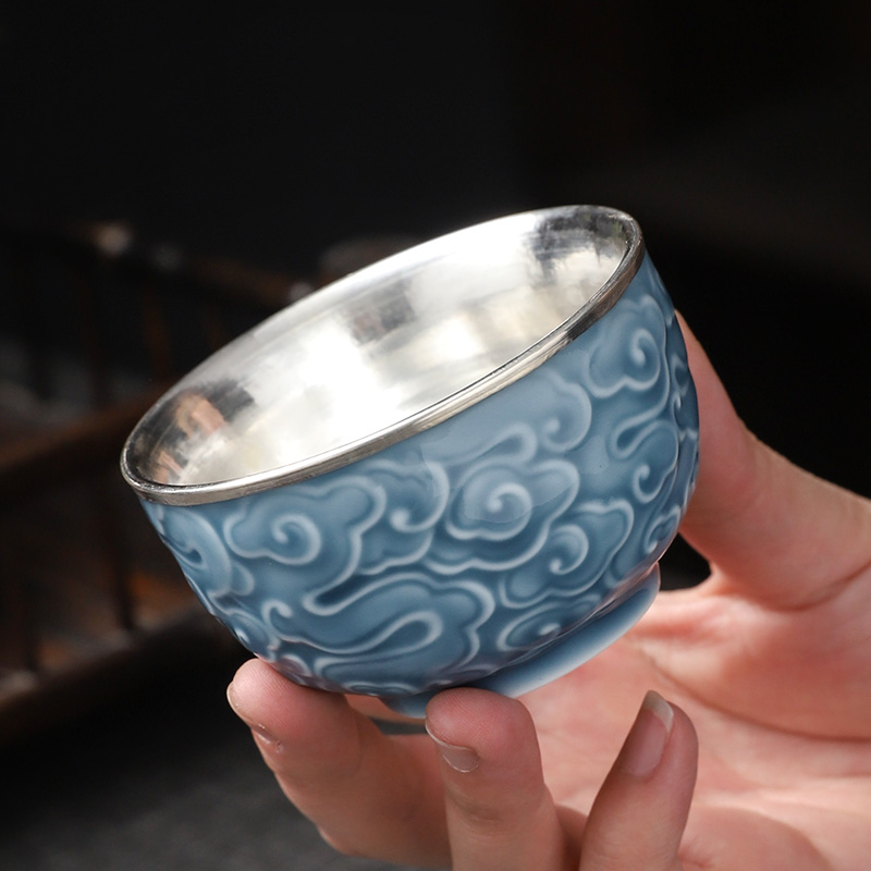 Jingdezhen silvering tea cup silver 999 your up, masters cup bowl male individual special lady small tea cups