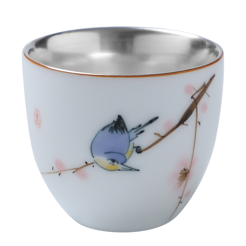 Jingdezhen hand - made ceramic sample tea cup silver cup suit kunfu tea a master cup single CPU getting small cup only