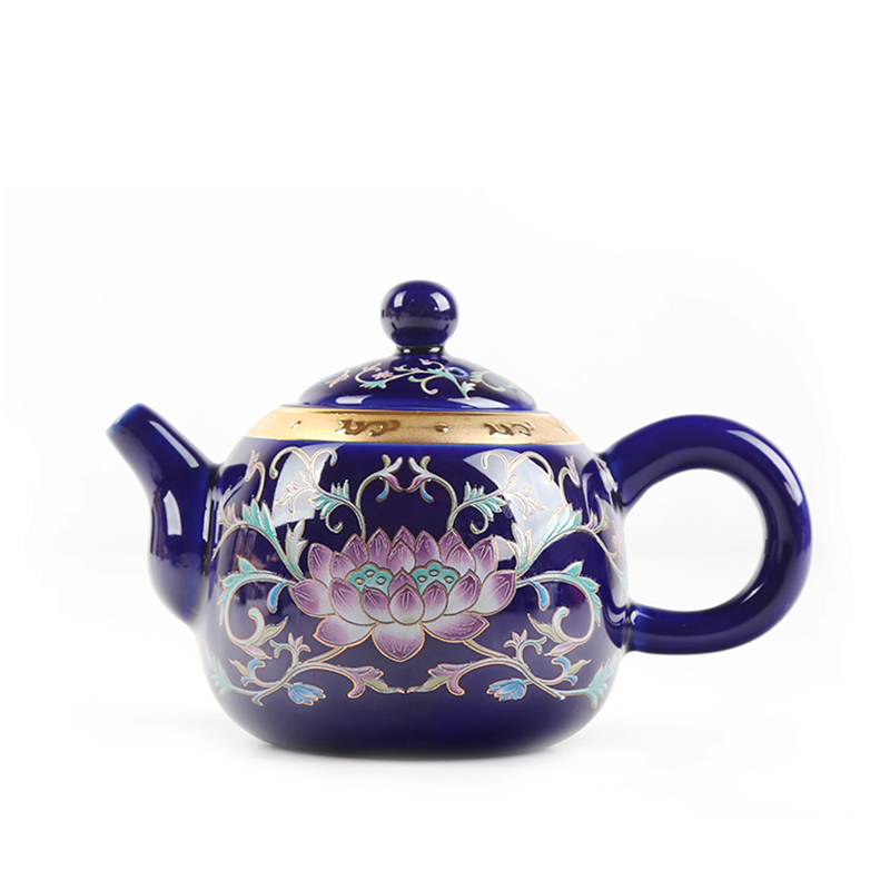 Jingdezhen colored enamel see kung fu tea set ceramic teapot household pure manual single pot teapot little teapot