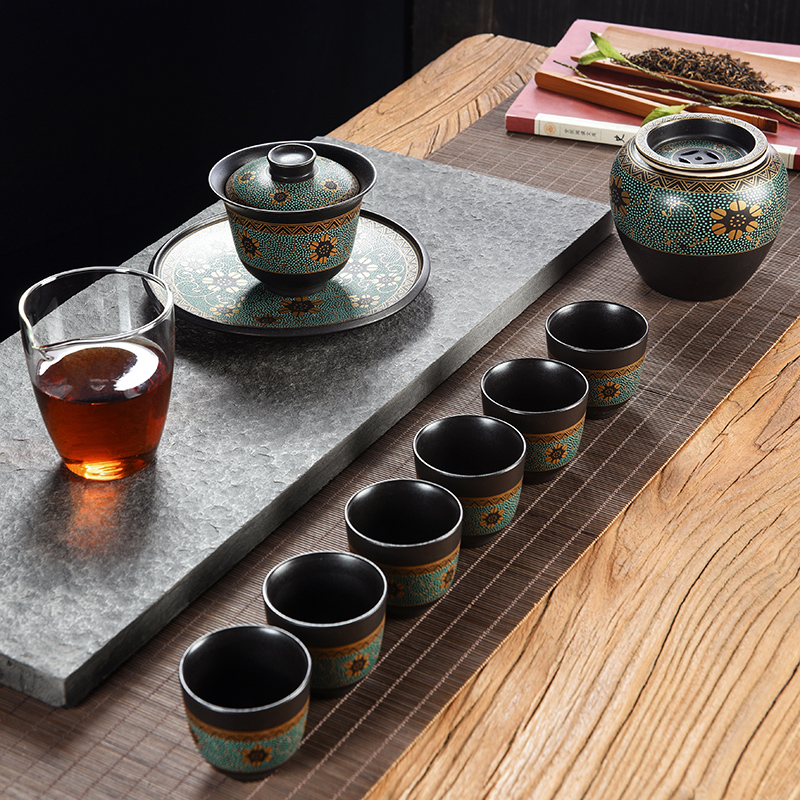 Jingdezhen kung fu tea set home office ceramic tureen tea cups of a complete set of gift set gift box packaging