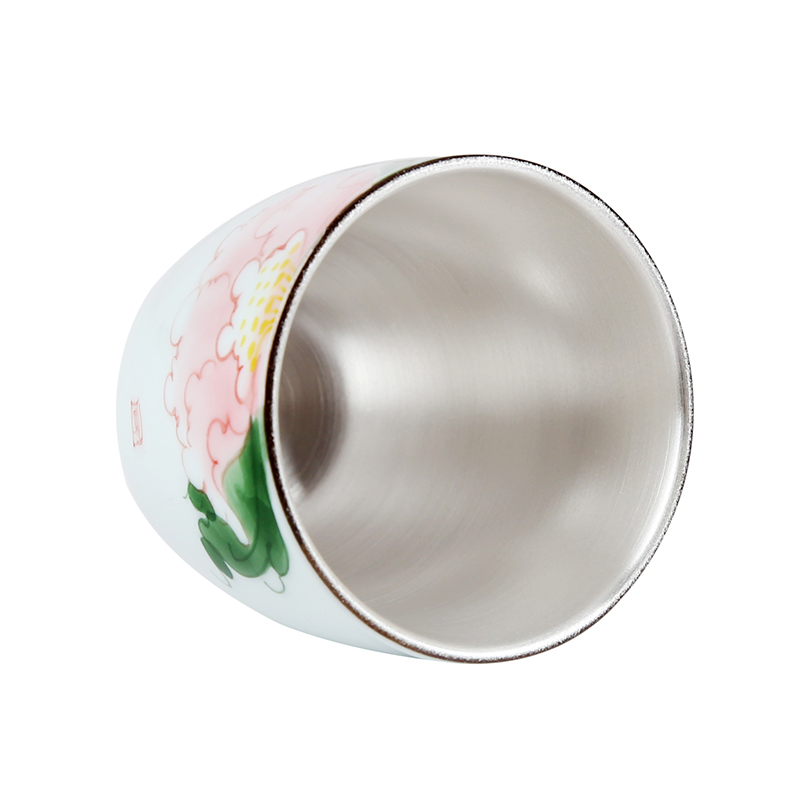 Jingdezhen manual hand - made teacup silver cup silver 999 authentic kung fu tea tasted silver gilding sample tea cup tea cup