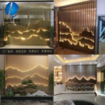 Customized stainless steel rockery screen partition hotel lobby fake landscape metal bronze grille background wall decoration