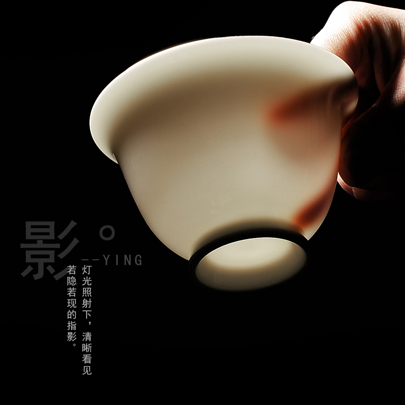 Bo yiu-chee white porcelain kung fu tea set contracted household ceramic tureen tea cup logo gifts custom office