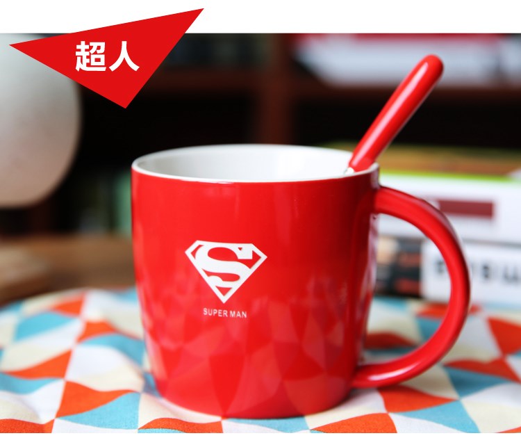 Through creative baiyi large capacity with cover teaspoons of custom LOGO ceramic contracted office personal coffee cup tea cups