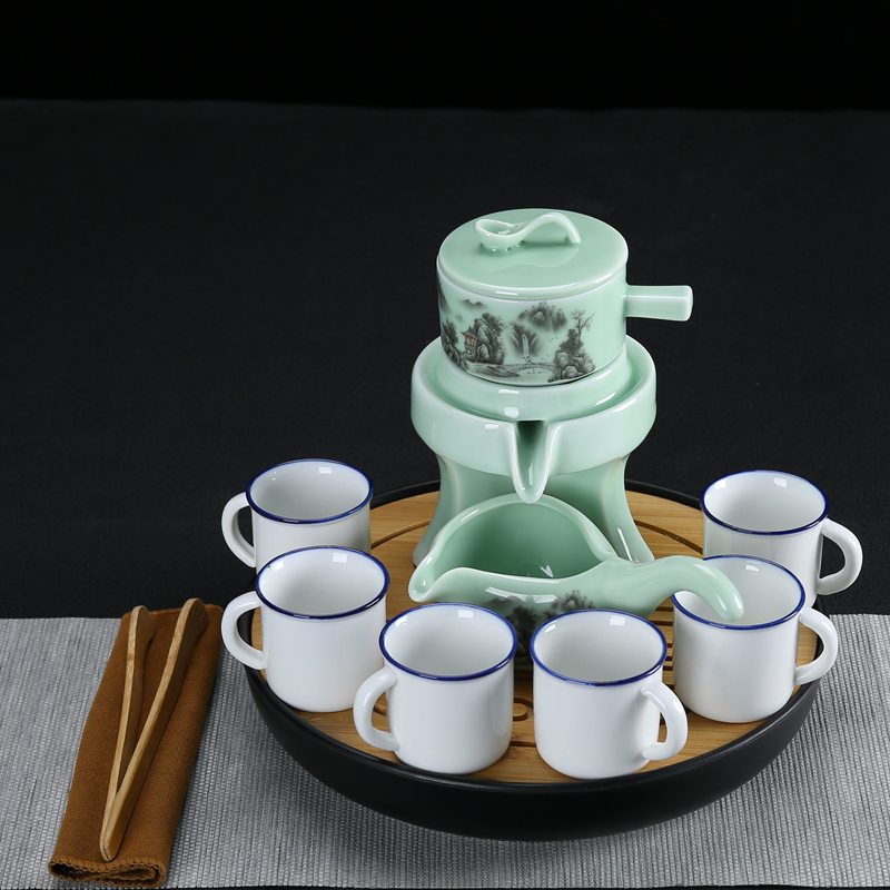 Celadon fortunes half automatic tea set stone mill lazy people make tea, and a complete set of ceramic tea tray household