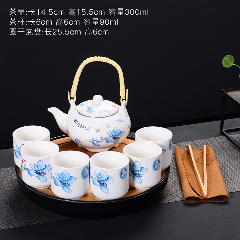 Blue and white porcelain tea set double large ceramic teapot the whole set of Blue and white porcelain kung fu tea tea tray