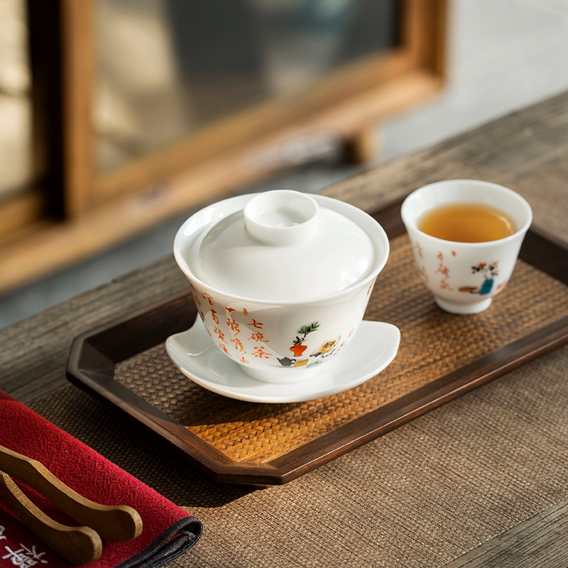 Only private custom checking three tureen them a single thin body ceramic bowl cups kung fu tea set