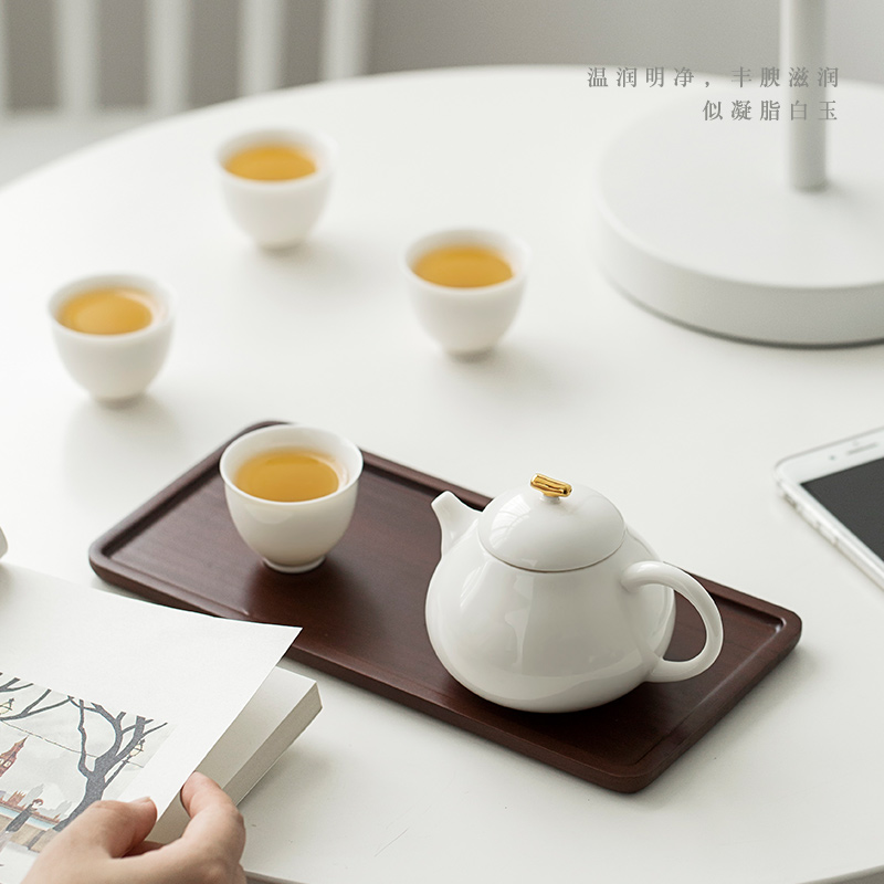 Dehua white porcelain tea set household Japanese small set of simple ceramic office kung fu tea gifts gift