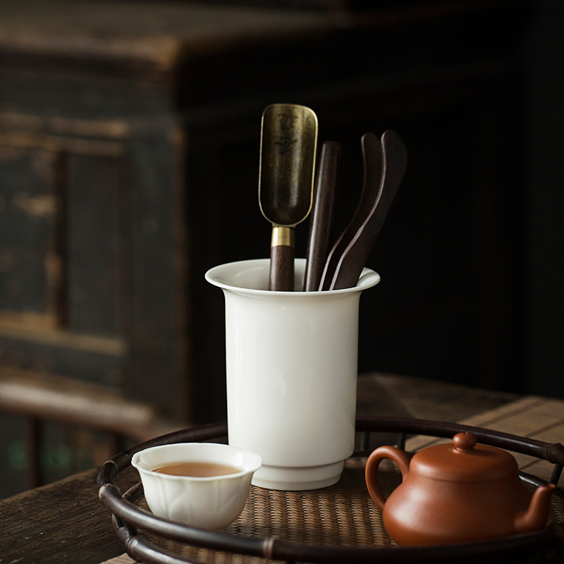 Ebony wood tea white porcelain six gentleman kung fu tea accessories 6 gentleman of tea ChaGa spoon, knife tools