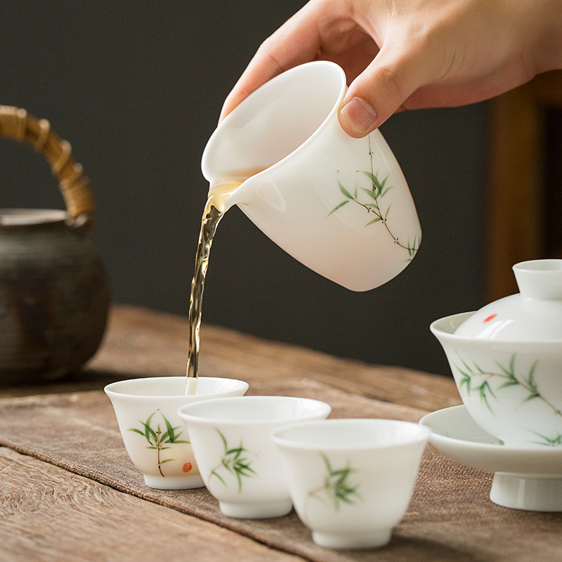 Earth story jingdezhen pure hand - made bamboo under the glaze color fair keller contracted ceramic tea set tea sea