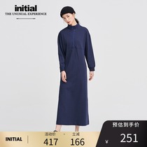 initial autumn and winter webbing zipper jumpsuit long skirt Casual thin sports high neck zipper womens clothing