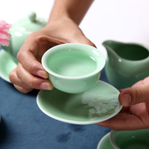 Qimu Ceramic Celadon teacup Household personal tea cup Teacup Single master cup Kung Fu tea set Small Teacup