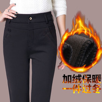 Middle-aged Ladies Pants Casual Pants Mom Pants Plus Suede Thickened Spring Autumn Winter High Waist Middle Aged Straight Pants Trousers Long Pants Big