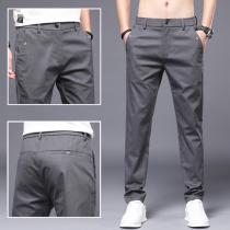 Hong Kong high-end casual pants men gray summer pants elastic wear strength to work with mens pants