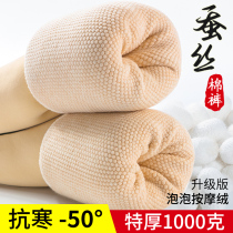 Silk cotton pants female winter plus velvet padded leggings to wear flesh color light leg artifact high waist integrated super thick warm pants