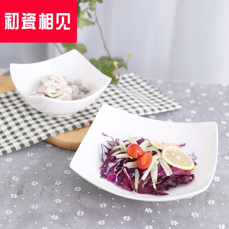 Pure white porcelain meet each other at the beginning of the new ceramic salad platter household pasta dish plate deformed newborn ipads porcelain plate