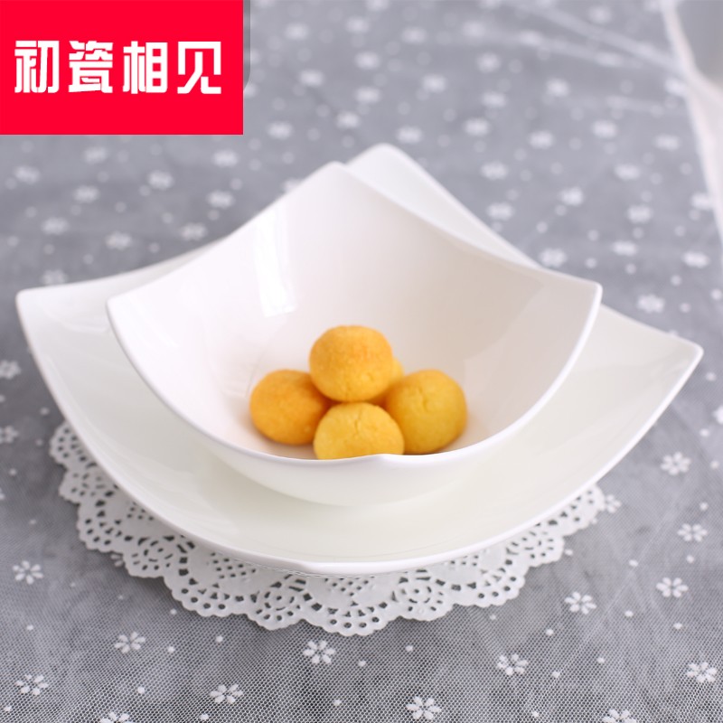 Pure white porcelain meet each other at the beginning of the new ceramic salad platter household pasta dish plate deformed newborn ipads porcelain plate
