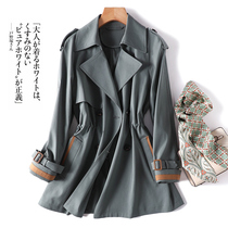 2022 Spring new tones JU elegant temperament Grey green weaters in the middle of a fashion 100 lap collection waist spring and autumn jacket
