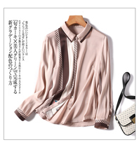 Workplace elite florist with novelty ~ upper body effect grey real silk shirt female blouse