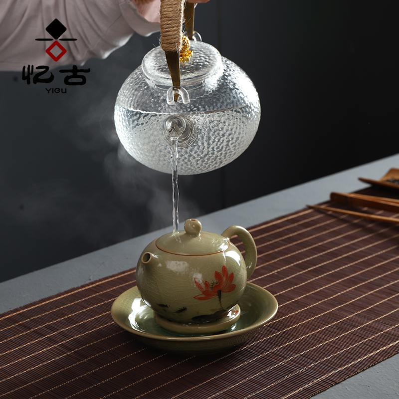 Have the ancient pot bearing hand the up ceramic tea set of the kung fu tea tea accessories dry tea pot pad teapot tray