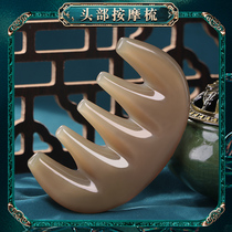 White buffalo horn massage comb natural head Meridian hair treatment scalp men and women with large and wide teeth gift