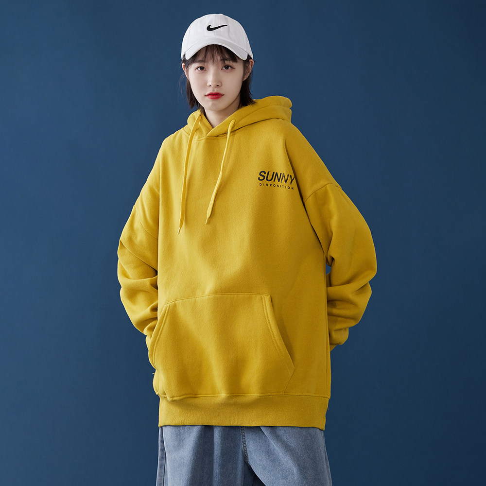 中性风 秋冬新款情侣套头大码潮印花连帽卫衣宽松帽衫 w55-p45