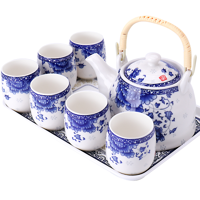 Jingdezhen large teapot tea sets tea tray was kung fu tea set of blue and white porcelain ceramic household contracted and I hui shi