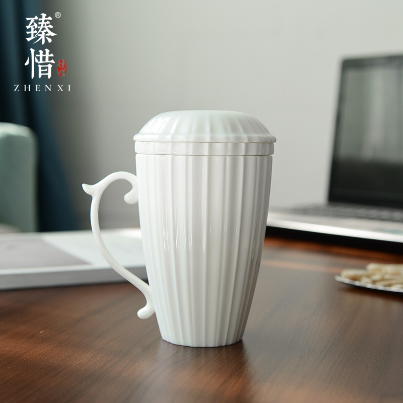 Become precious little mountain stream keller cup cup white porcelain ceramic office filter tank with cover small pure and fresh